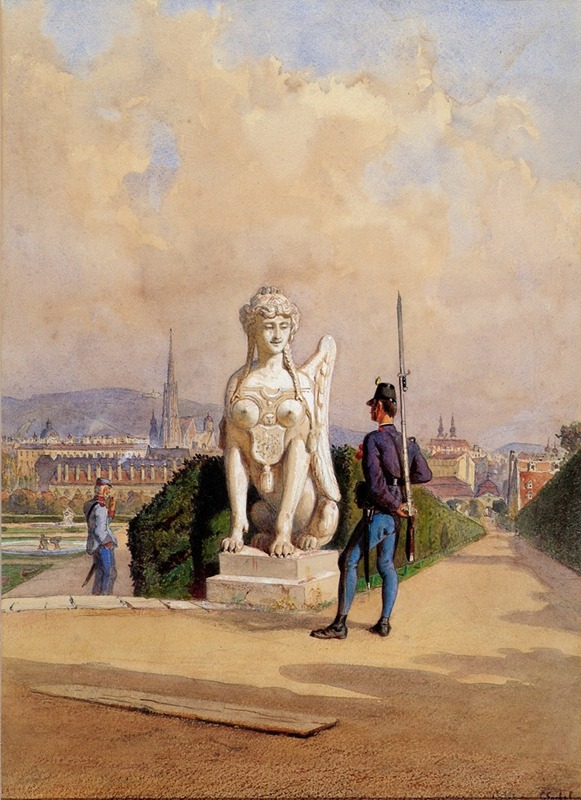 Carl Goebel the younger - Kurzweil auf der Wache im Garten des Schlosses Belvedere in Wien