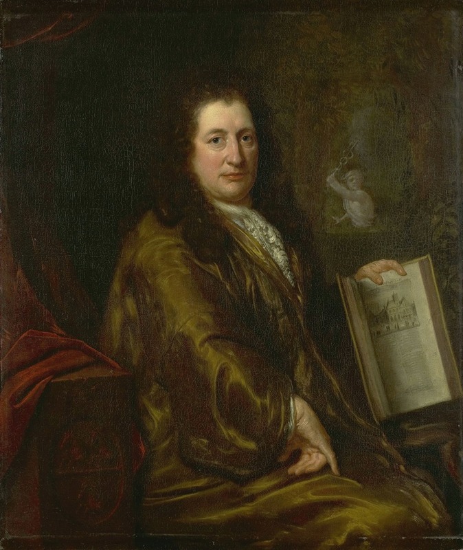 David van der Plas - Portrait of Caspar Commelin, bookseller, newspaper publisher and author of the official history of Amsterdam ‘Beschrijvinghe van Amsterdam’of 1693