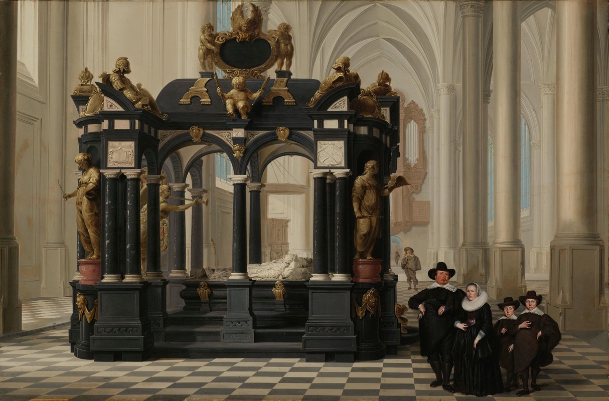 Dirck Van Delen - A Family beside the Tomb of Prince William i in the Nieuwe Kerk, Delft
