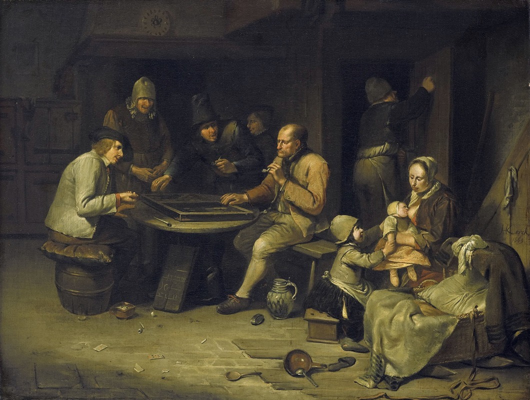 Egbert Van Heemskerck - An Inn with Backgammon Players
