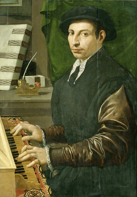 Francesco Traballesi - Portrait of a man playing a virginal