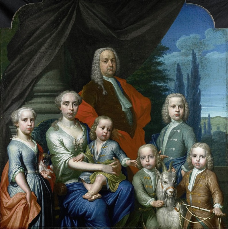 Frans Decker - Willem Philip Kops (1695-1756), with his Wife and Children