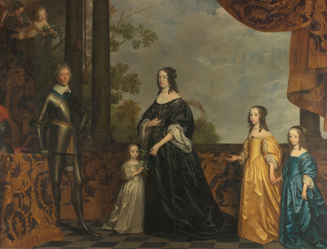 Gerard van Honthorst - Frederick Henry, his Consort Amalia of Solms, and their Three Youngest Daughters