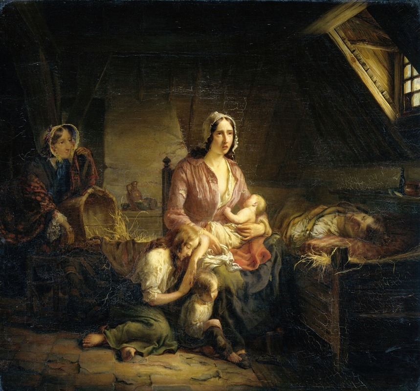Gerardus Terlaak - A Rich Lady Visits a Poor Family