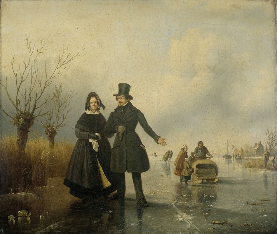 Jacobus Sörensen - Portrait of Mr. and Mrs. Thijssen on the Ice