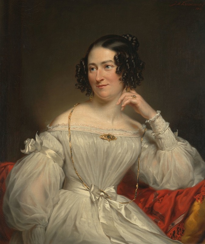 Jan Adam Kruseman - Portret van Abrahamina Henriëtte Wurfbain (1808-1883), echtgenote van Jacob de Vos Jz