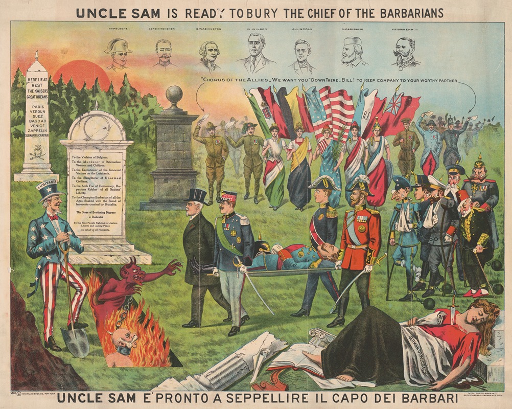 Anonymous - Uncle Sam is ready to bury the chief of the barbarian