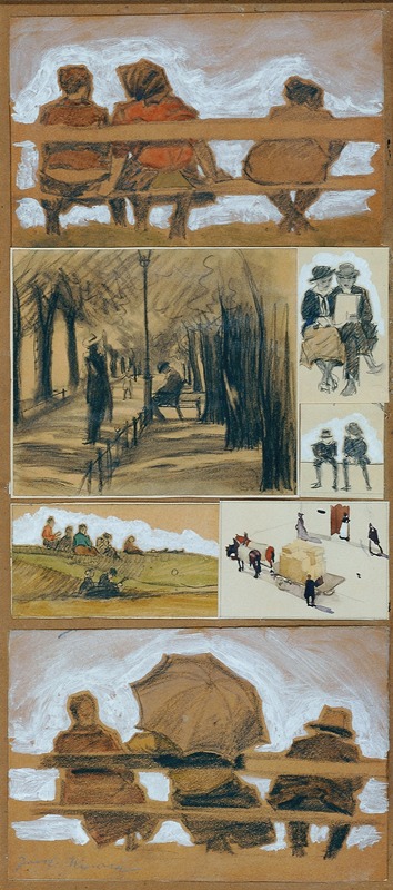 Josef Wawra - Studien aus dem Park (7 Skizzen)
