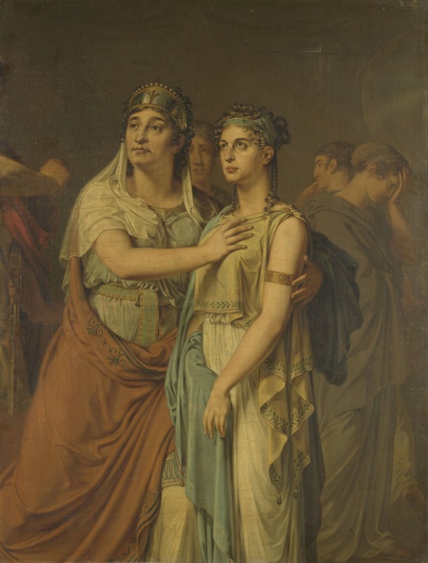 Louis Moritz - De actrices Joanna Cornelia Ziesenis-Wattier (1762-1827) en Geertruida Jacoba Grevelink-Hilverdink (1786-1827) in Iphigenia (1674) van Jean Racine (1639-99)