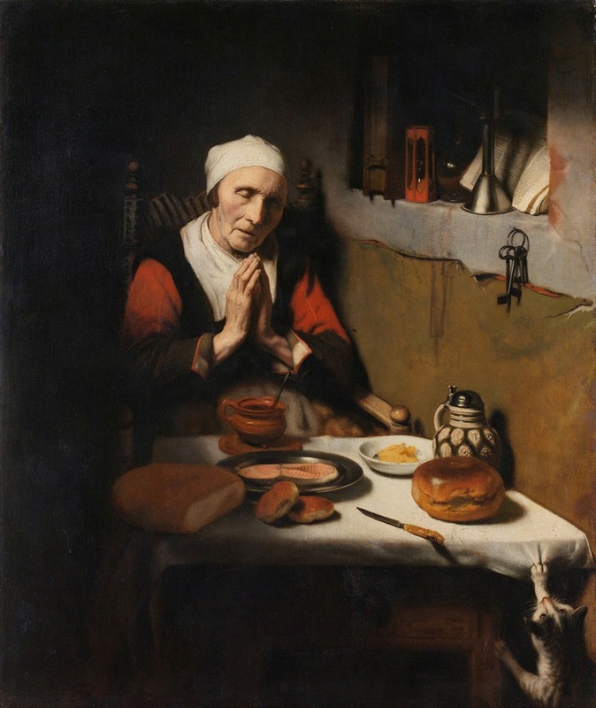 Nicolaes Maes - Old Woman Saying Grace, Known as ‘The Prayer without End’