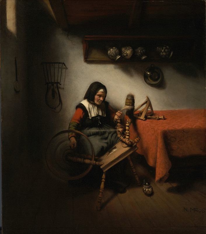 Nicolaes Maes - Old Woman Spinning