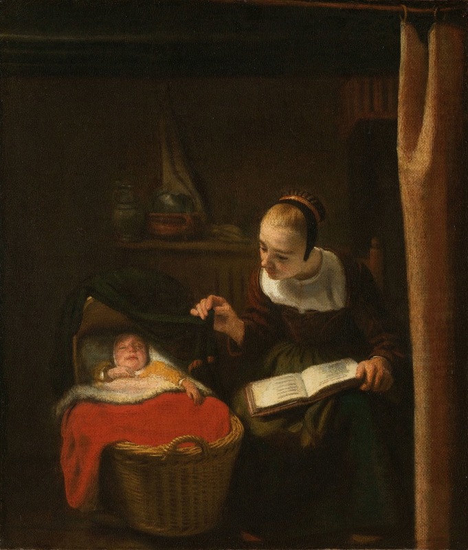 Nicolaes Maes - Young Woman at a Cradle