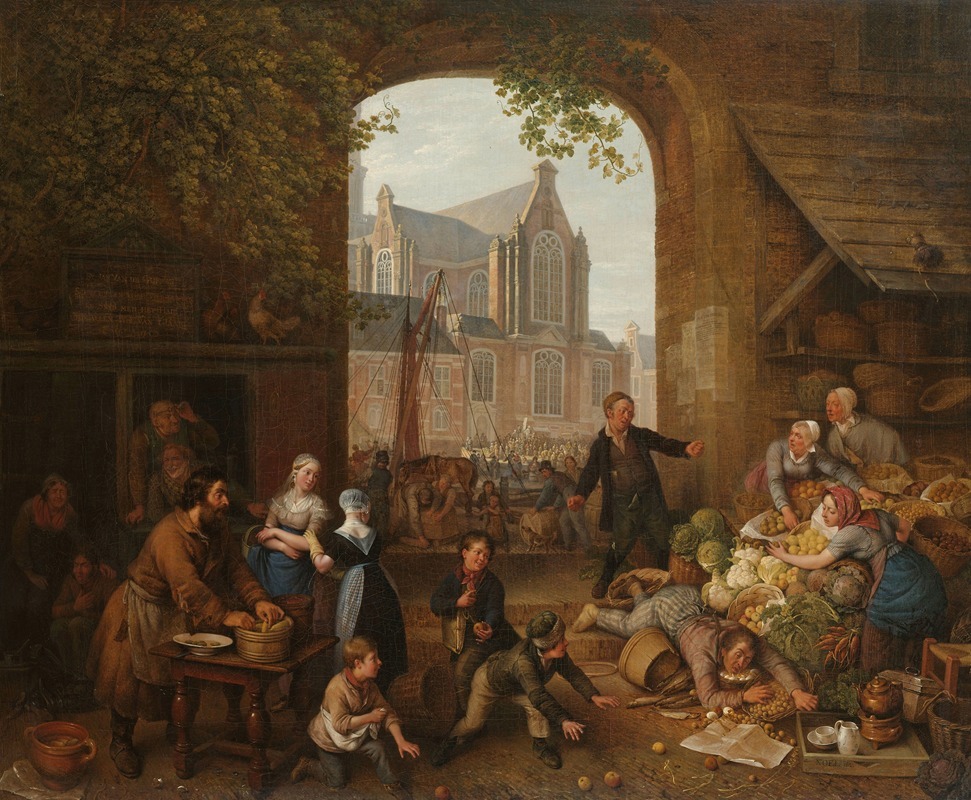 Peter Paul Joseph Noël - Two Drunkards at the Market near the Westerkerk in Amsterdam