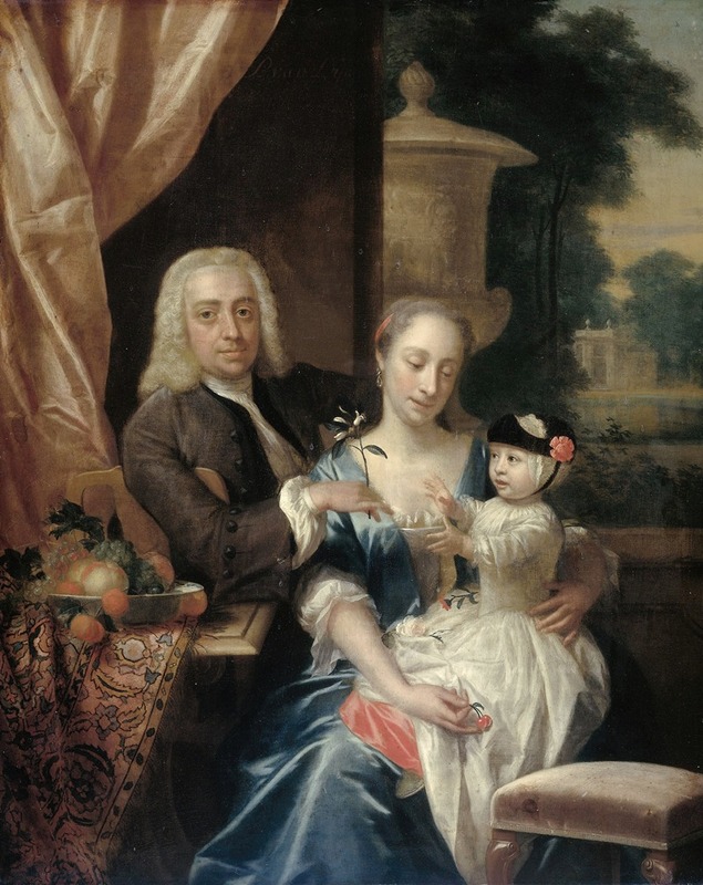 Philip van Dijk - Isaac Parker, his Wife Justina Johanna Ramskrammer and their Son Willem Alexander (1740-1747)