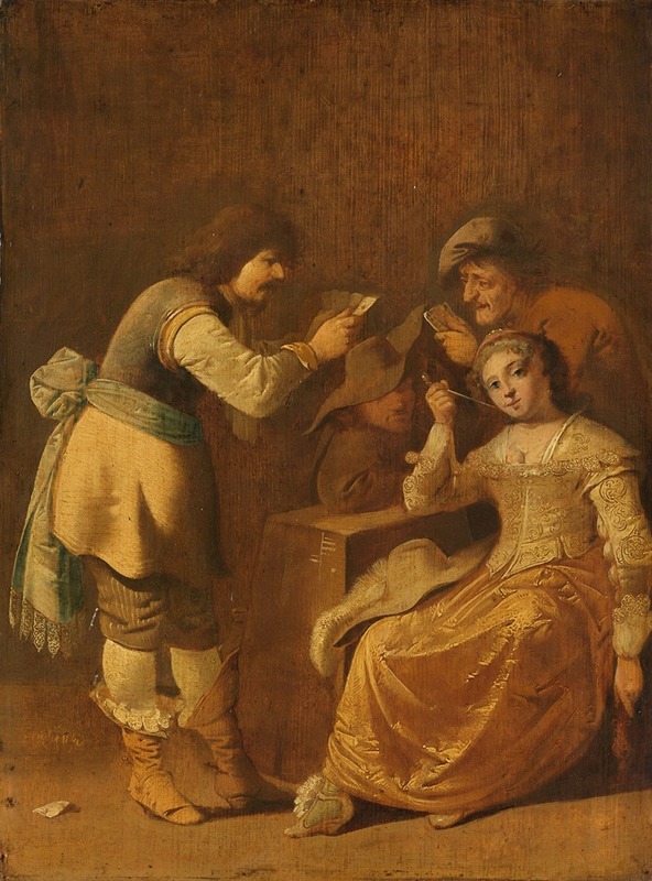 Pieter Jansz. Quast - Card players with woman smoking a pipe