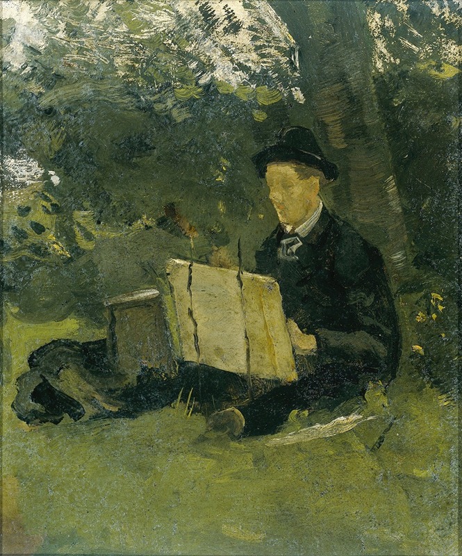 Richard Nicolaüs Roland Holst - Jan Verkade (1868-1946) Painting under a Tree at Hattem