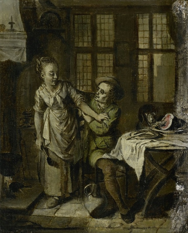 Willem Joseph Laquy - Gallant Scene in a Kitchen Interior