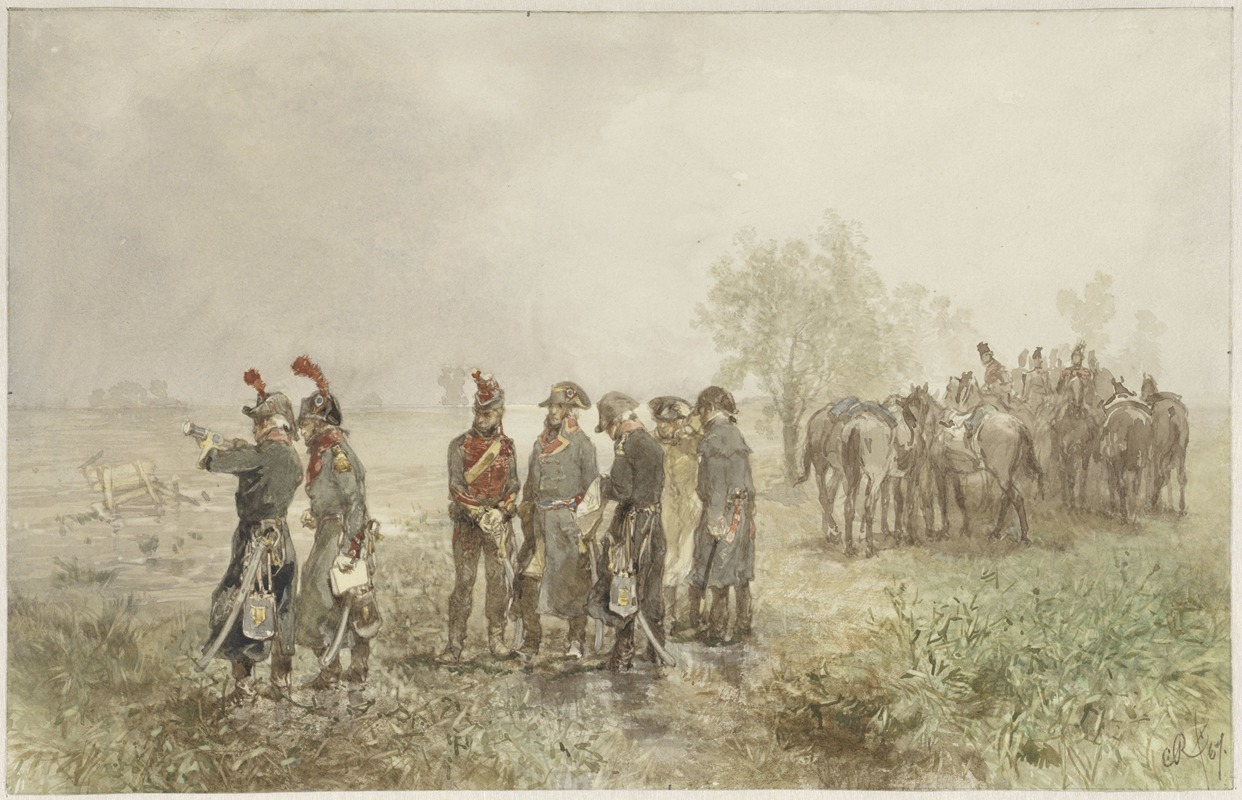 Charles Rochussen - Ontmoeting van Franse officieren in Holland, 1793