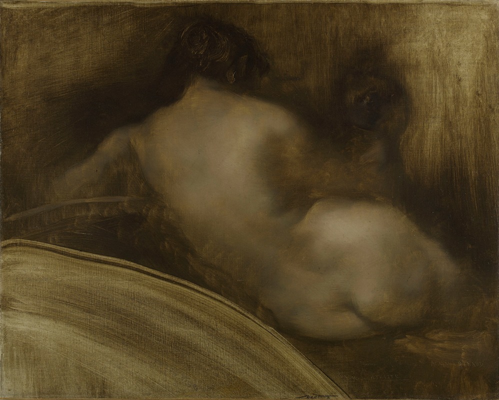 Eugène Carriere - Femme nue de dos, figure d’écoinçon