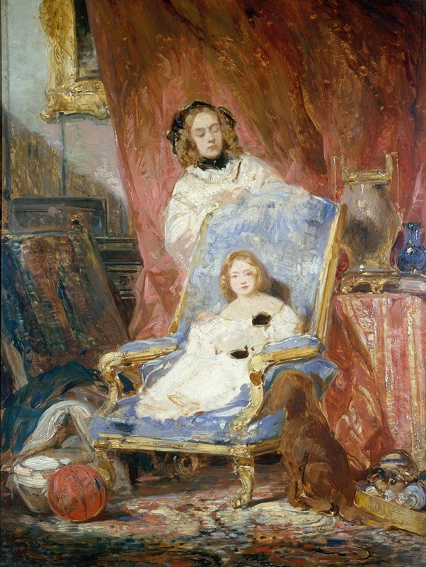 Eugène Isabey - Portrait de Madame Isabey et de sa fille