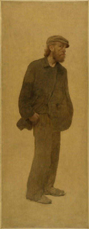 Fernand Pelez - La Bouchée de pain; homme de trois-quarts coiffé d’une casquette, mains dans les poches