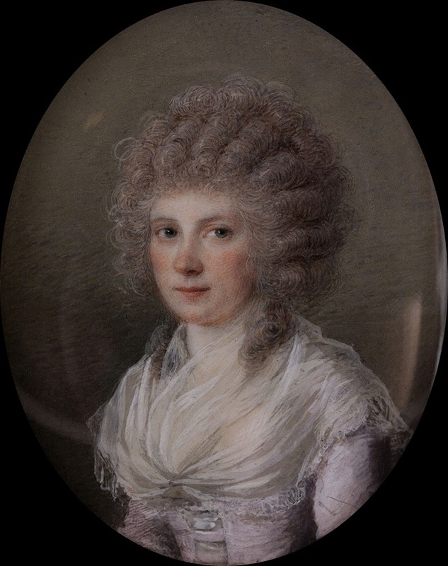 François Ferrière - Portrait d’une jeune femme en perruque bouclée