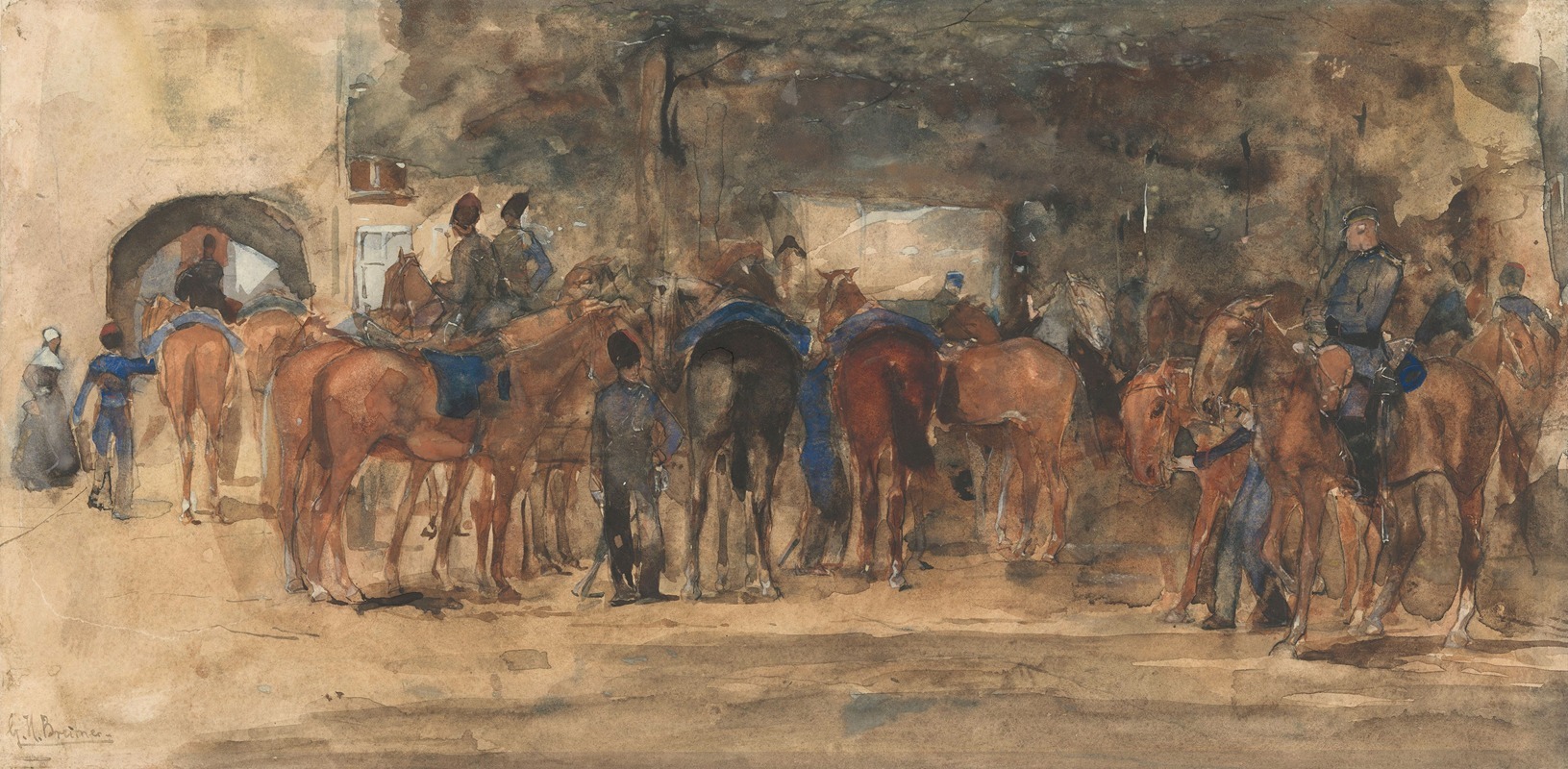 George Hendrik Breitner - Rustende cavalerie op een plein