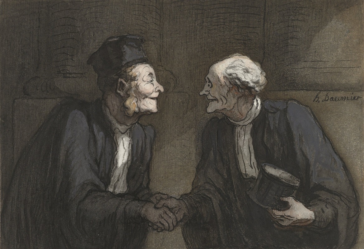 Honoré Daumier - Deux avocats; la poignée de main