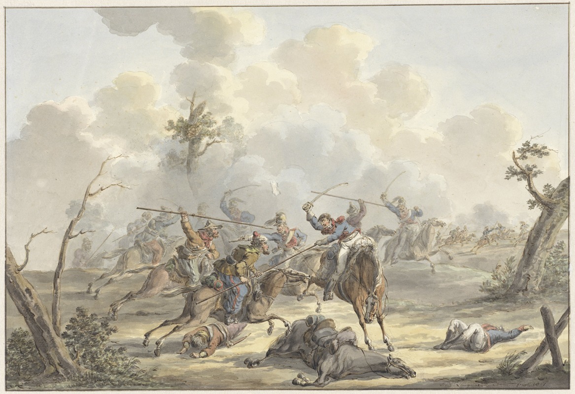 Jan Anthonie Langendijk - Aanval tussen Kozakken van de Krim en Franse Rijdende Artillerie