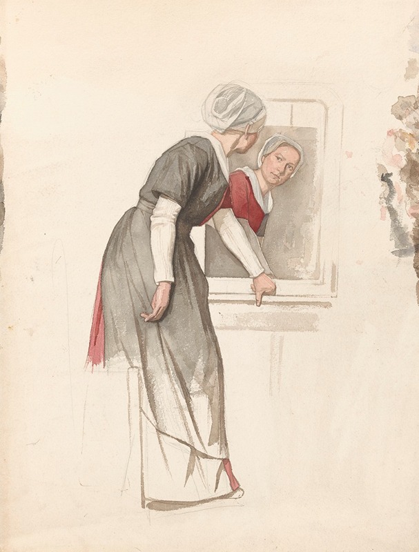 Jan Veth - Staande vrouw voor een spiegel