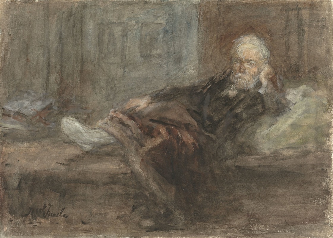Jozef Israëls - Zelfportret met zieke voet