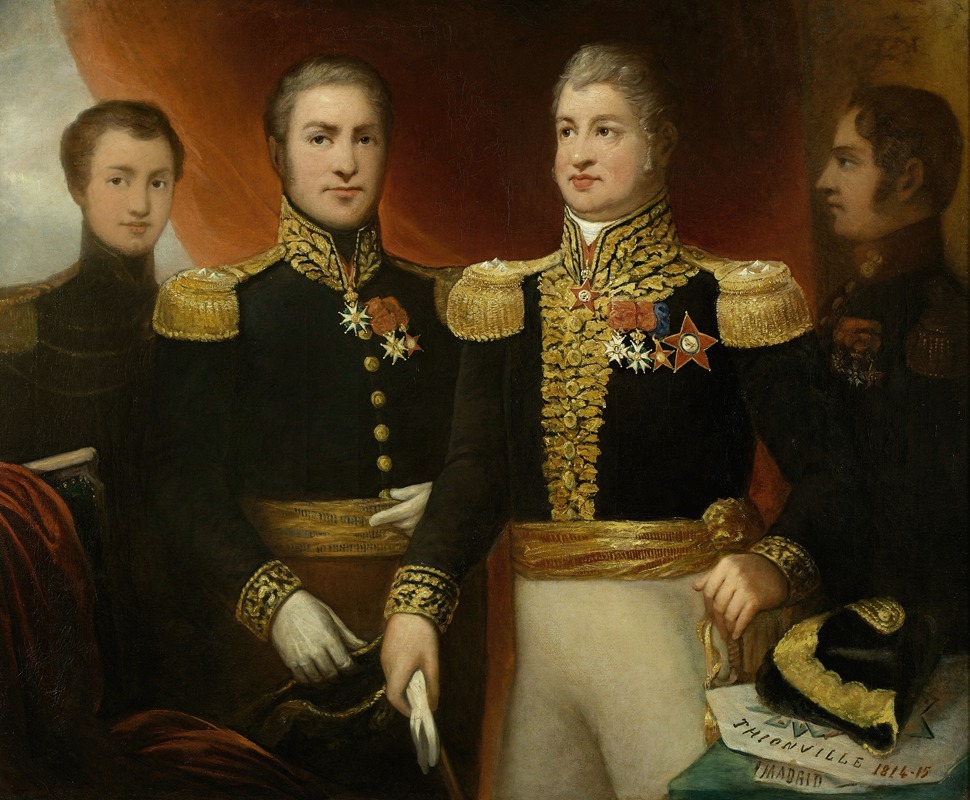 Julie Hugo - Le général Léopold Hugo avec deux de ses frères et son fils Abel en uniforme de la Restauration