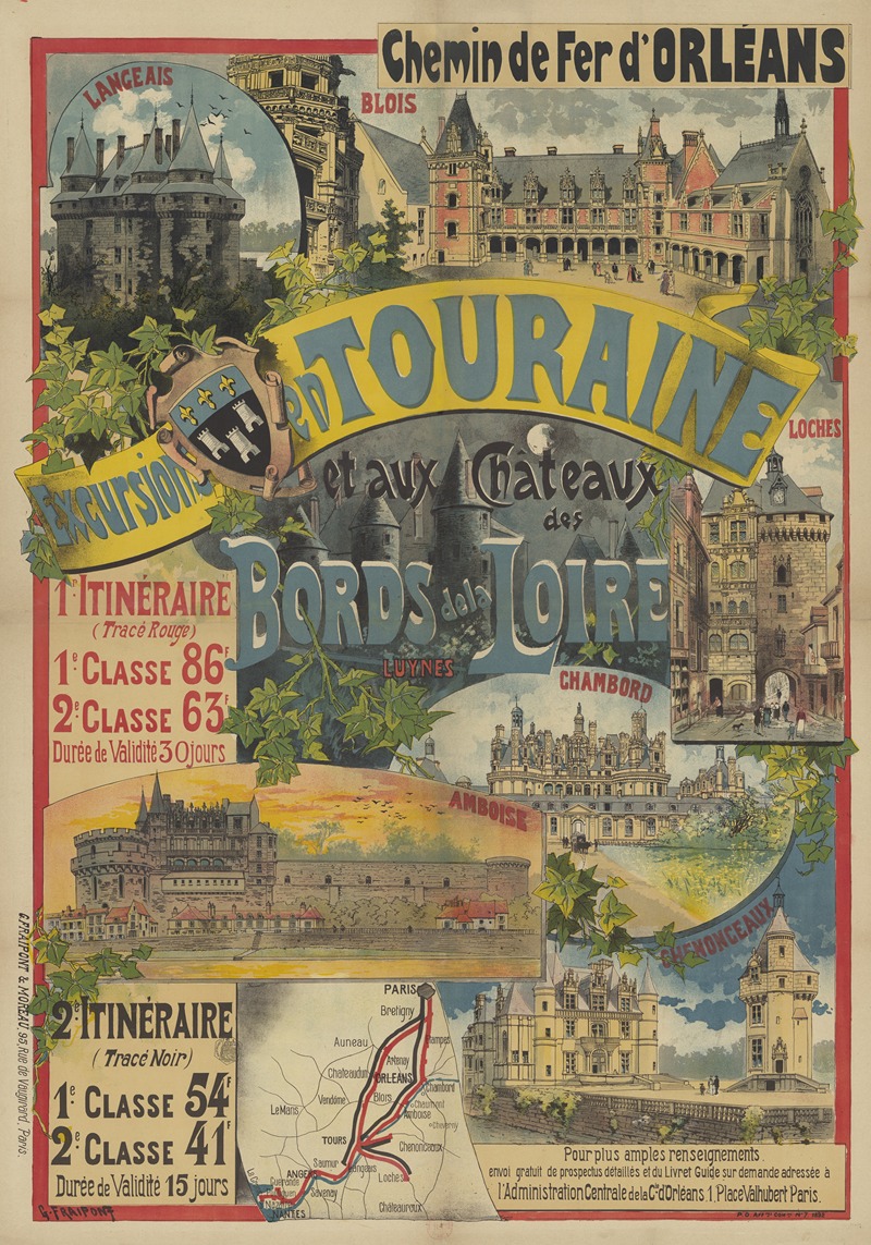 Gustave Fraipont - Chemin de Fer d’Orléans. Excursions en Touraine et aux Châteaux des bords de la Loire