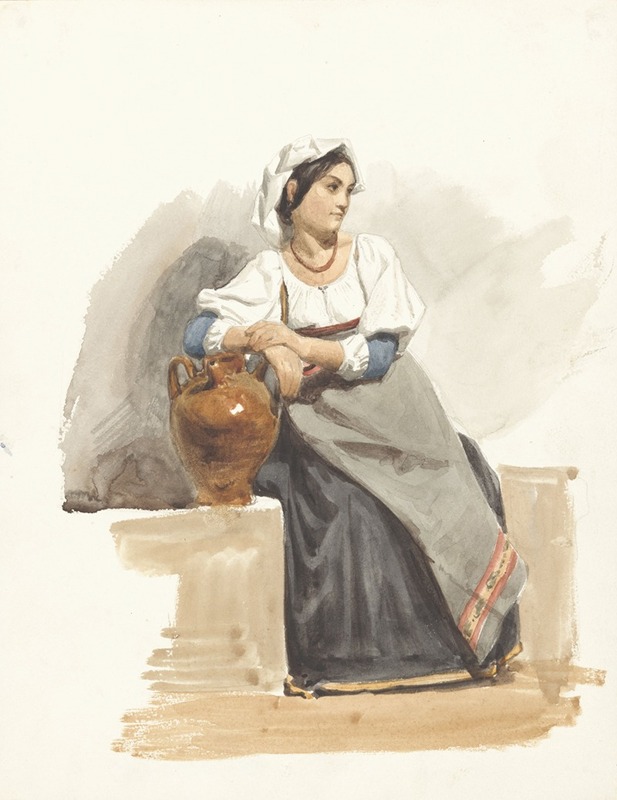 Pierre Louis Dubourcq - Kostuumstudie van een Italiaans meisje