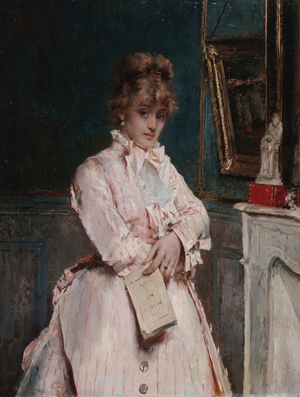 Alfred Stevens - Jeune femme tenant un livre