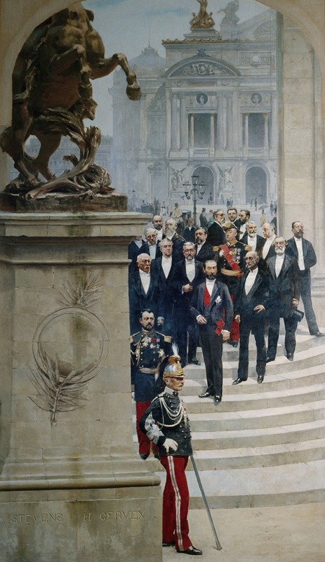Alfred Stevens - Le Président Sadi Carnot entouré de personnalités de la IIIème République, devant l’Opéra