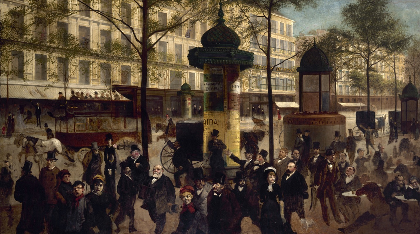 André Gill - Esquisse pour un panorama du boulevard Montmartre animé des personnalités parisiennes contemporaines