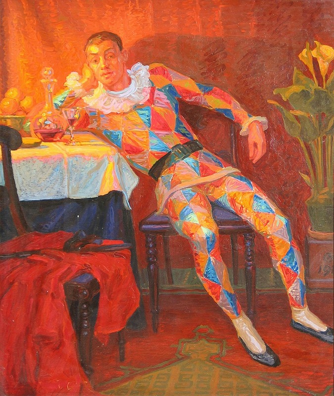 Carl Mathorne - Interieur med Harlekin