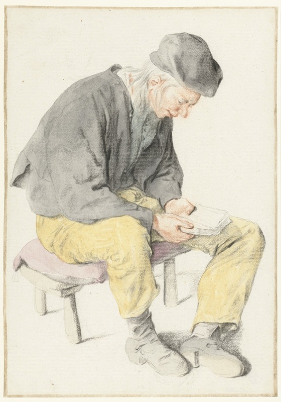 Cornelis Dusart - Seated Man Reading, Facing Right