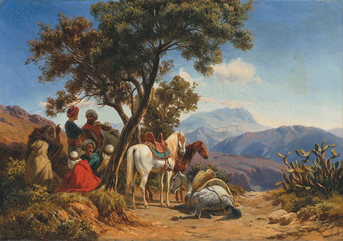 Curt Victor Clemens Grolig - Arab horseman in the mountains