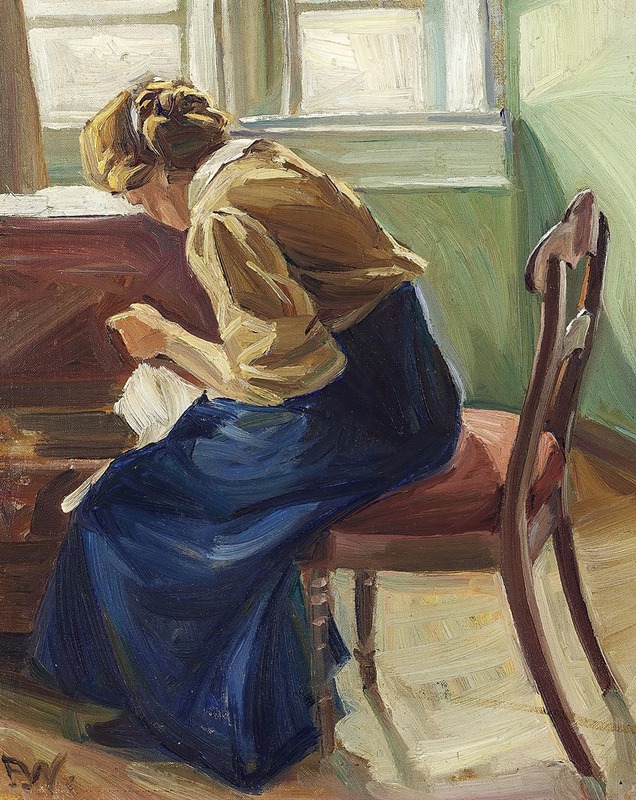 Edvard Weie - Interiør med siddende kvinde