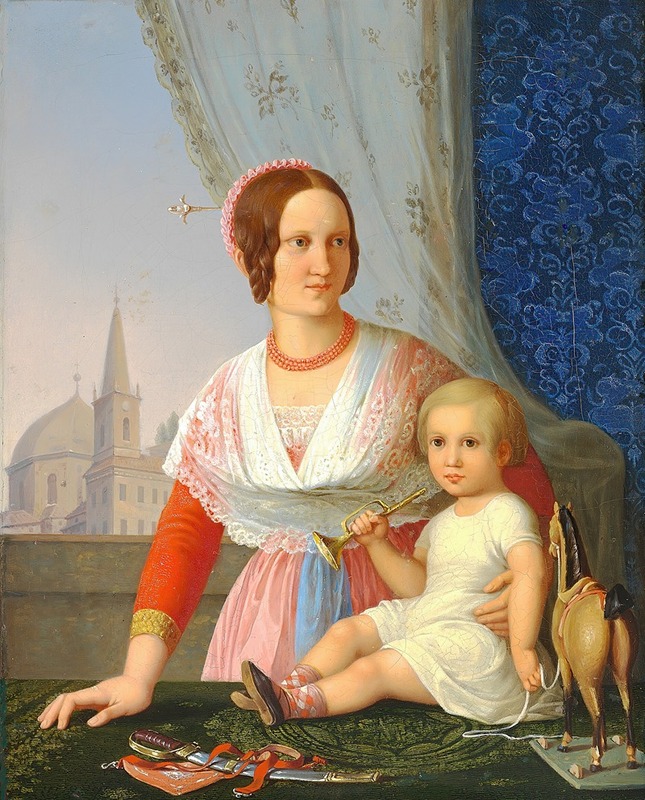 Frederik Storch - Mor og barn ved et bord med legetøj