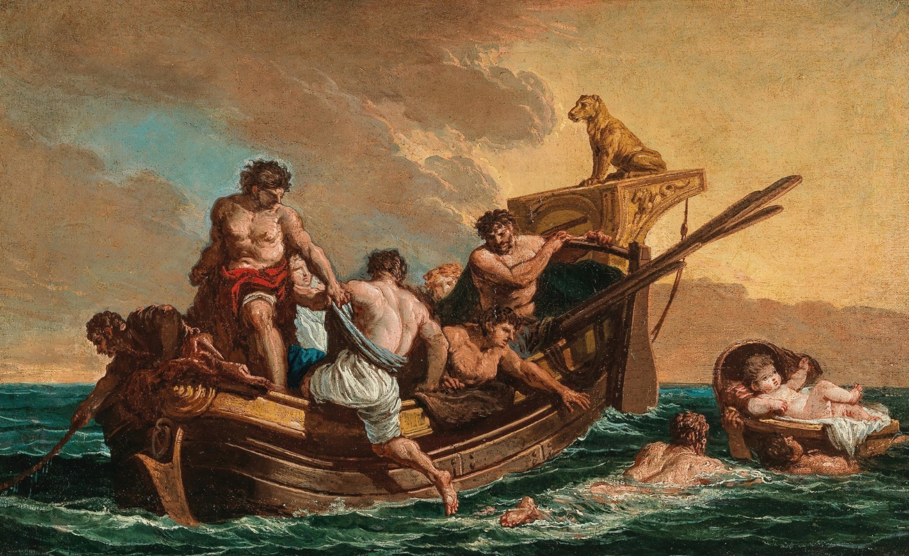 Giovanni Paolo Panini - Mariners rescuing a young boy adrift at sea in a basket