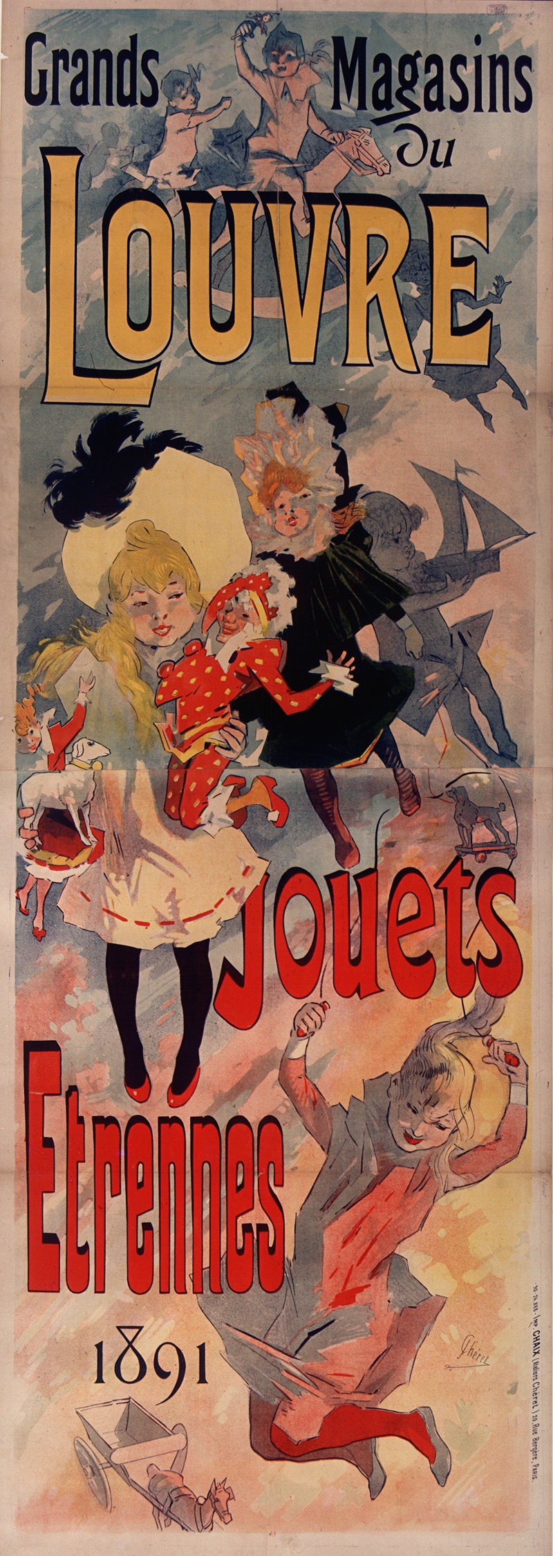 Jules Chéret - Grands magasins du Louvre. Jouets, étrennes 1891