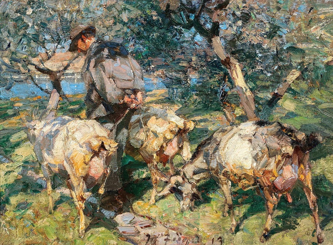 Heinrich Von Zügel - Shepherd with Goats on the Way to the Water