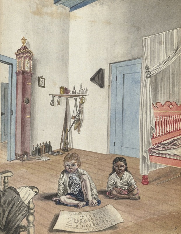Jan Brandes - Slaapkamer met zoon Jantje en slavinnetje Bietja
