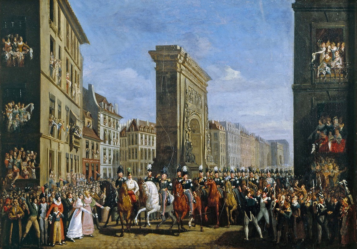 Jean Zippel - Le Passage des souverains alliés sur le boulevard Saint-Denis, le 10 avril 1814