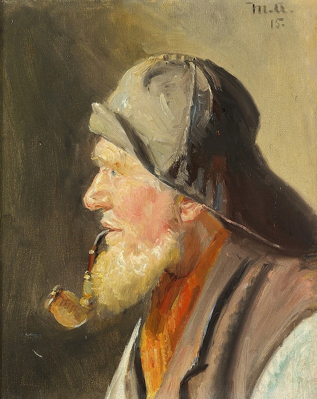 Michael Ancher - Fisker med pibe og sydvest