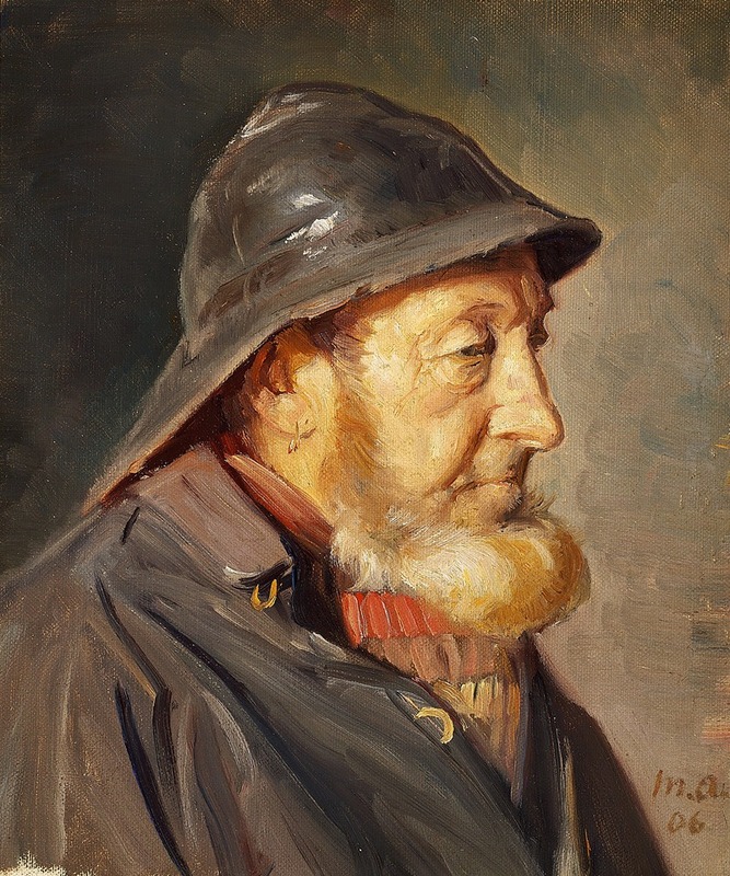 Michael Ancher - Fiskeren Ole Svendsen set i profil med sydvest