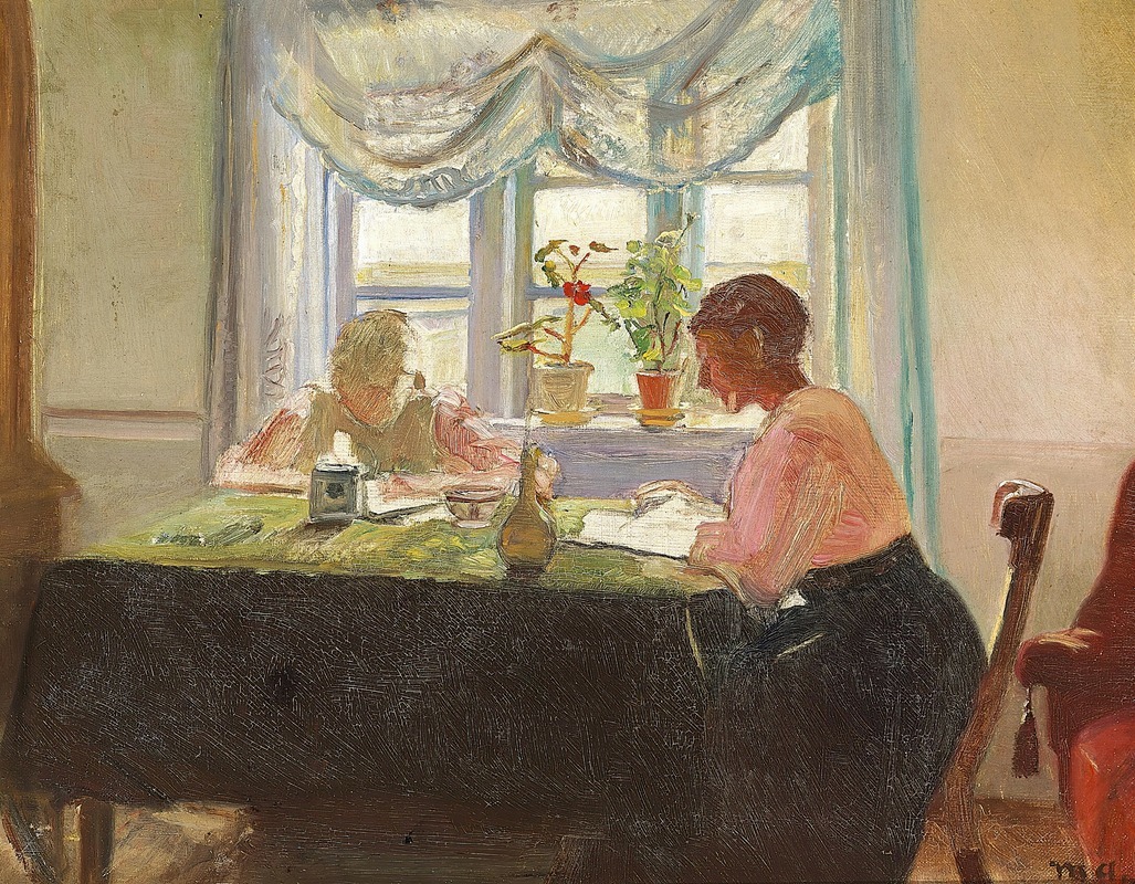 Michael Ancher - Lektielæsning ved vinduet